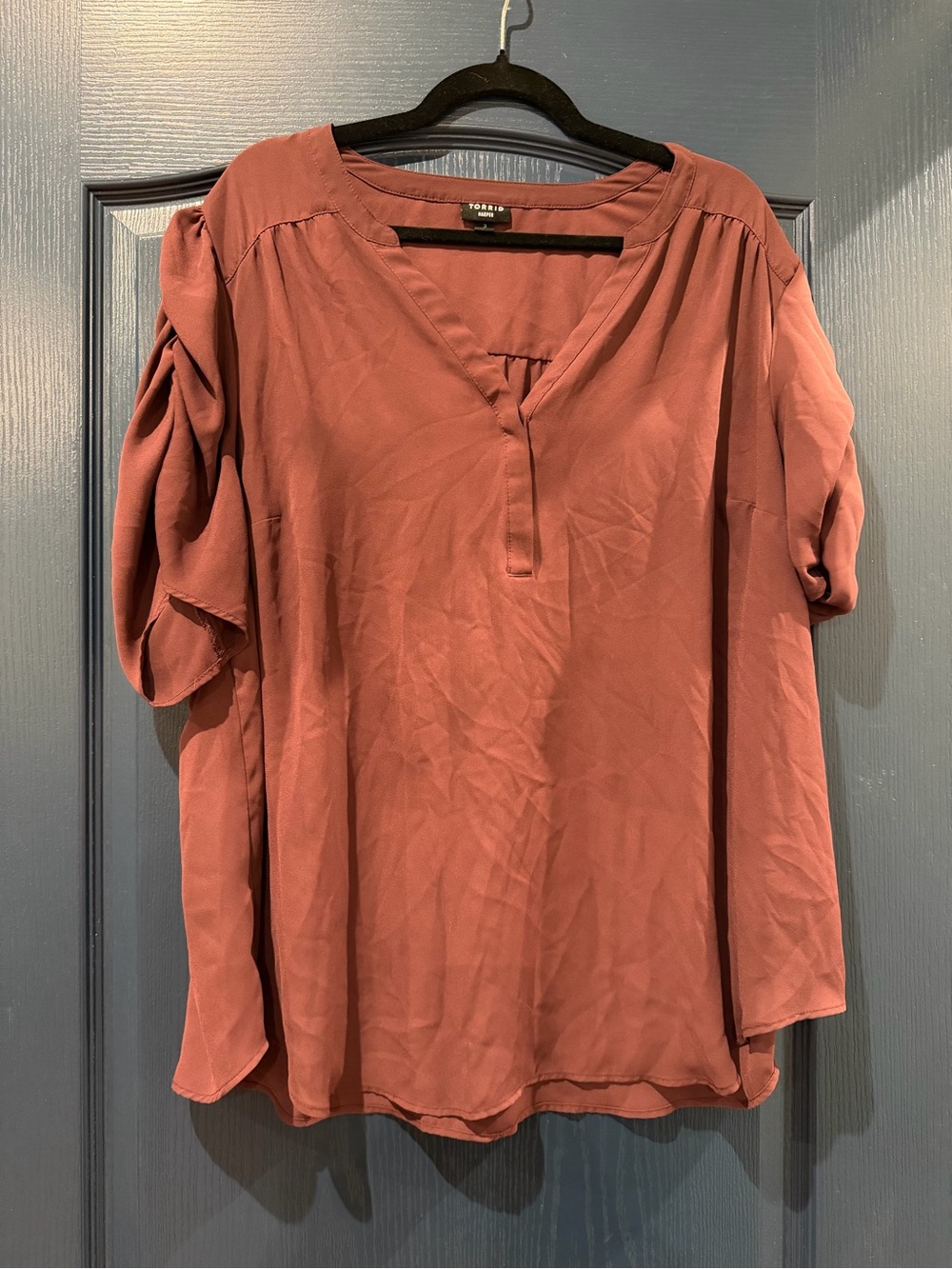 torrid Dusty Rose V-Neck Puff Sleeve Blouse